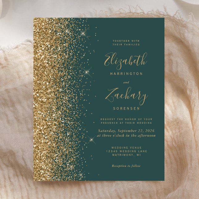 Convite para Casamento Dourado de Literatura Verde (Criador carregado)