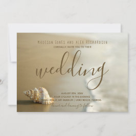 Convite para Casamento Dourado de Seashell Beach