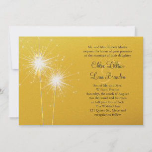 Convite para Casamento Dourado de Sparkler
