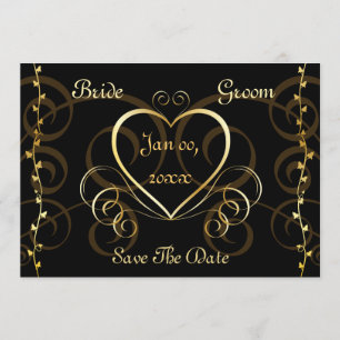 Convite para casamento Dourado e preto
