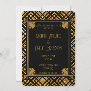 Convite para Casamento Dourado e Preto