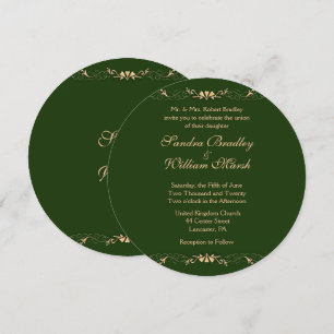 Convite para Casamento Dourado e Verde Hunter
