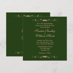 Convite para Casamento Dourado e Verde Hunter