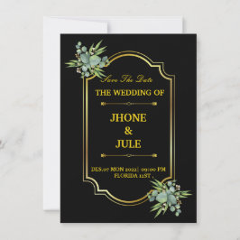 Convite para Casamento Dourado Elegante