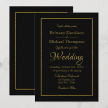 Convite para Casamento Dourado Elegante