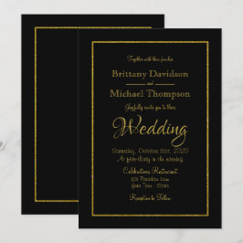 Convite para Casamento Dourado Elegante