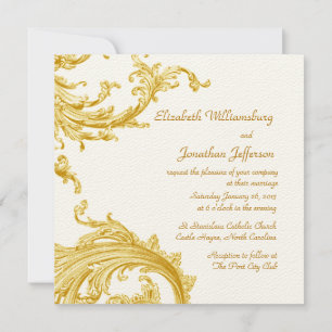 Convite para Casamento Dourado Elegante