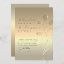 Convite para Casamento Dourado Elegante Moderno