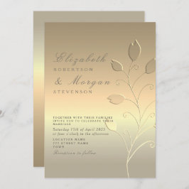 Convite para Casamento Dourado Elegante Moderno