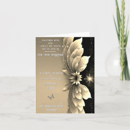 Convite para Casamento Dourado Floral Metálico Mod