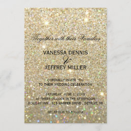 Convite para Casamento - Dourado Glit Fab e Dois
