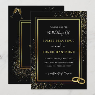 Convite para Casamento Dourado Moderno de Quadro d