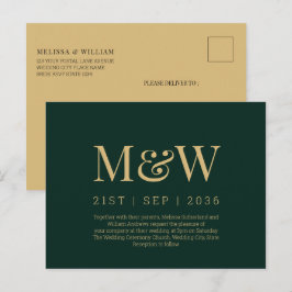 Convite para Casamento Dourado Verde do Monograma