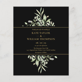 Convite para Casamento Dourado Verde Preto para Or