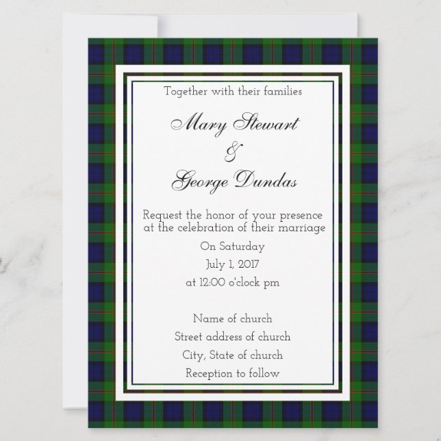 Convite para Casamento Dundas Scottish (Frente)