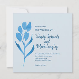 Convite para Casamento Dusty Blue Watercolor