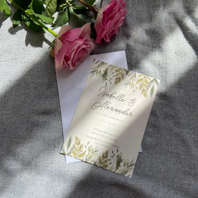 Convite para Casamento Dusty Greenery (Criador carregado)