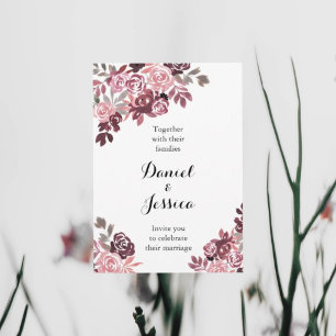 Convite para Casamento Dusty Rosa Burgundy