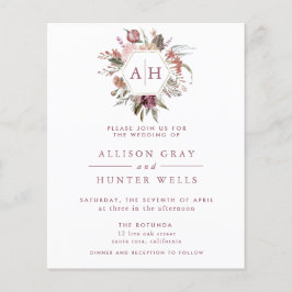 Convite para Casamento Dusty Rosa Monograma