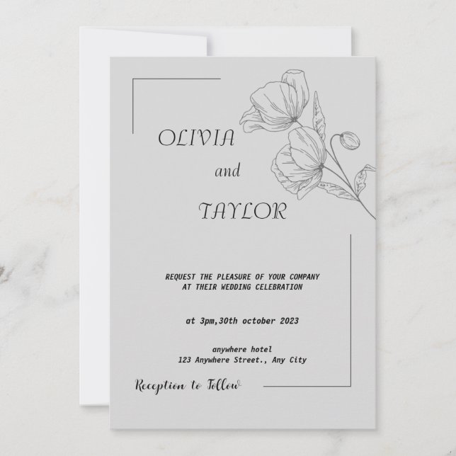 Convite para casamento elegante (Frente)
