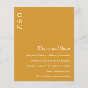 Convite para Casamento Elegante Amarelo Mínimo de