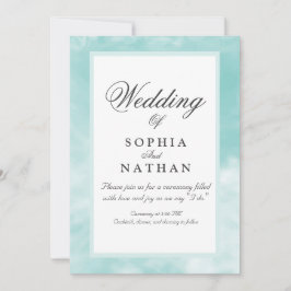 Convite para Casamento Elegante Aqua Watercolor