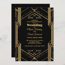 Convite para Casamento Elegante Art Deco Gatsby