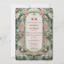 Convite Para Casamento Elegante Art Nouveau Com Fl
