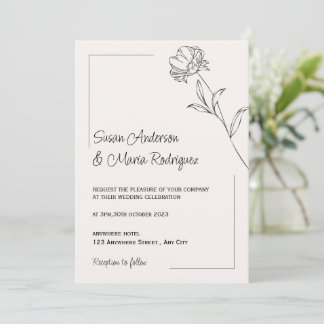 Convite para Casamento Elegante Beige