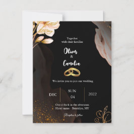 Convite para casamento Elegante Black and gold