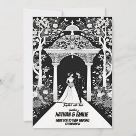 Convite para casamento Elegante Black and White