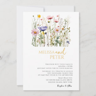 Convite para Casamento Elegante Boho Wildflower