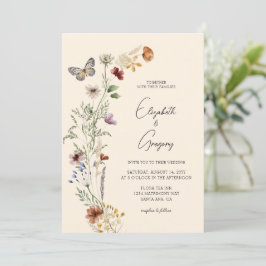 Convite para Casamento Elegante Boho Wildflower