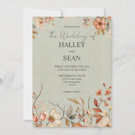 Convite para Casamento Elegante Boho Wildflower