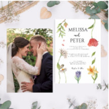 Convite para Casamento Elegante Boho Wildflower