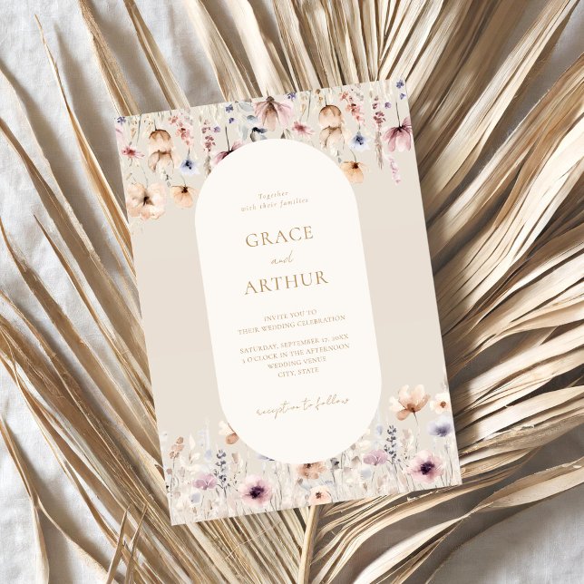 Convite para Casamento Elegante Boho Wildflower (Criador carregado)