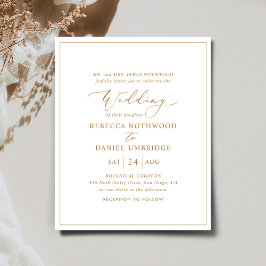 Convite para Casamento Elegante Branco e Dourado d