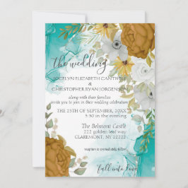 Convite para Casamento Elegante Chic Turquoise e D