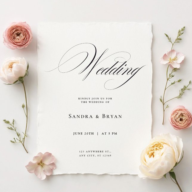 Convite para Casamento Elegante Clássico da Caligr (Criador carregado)