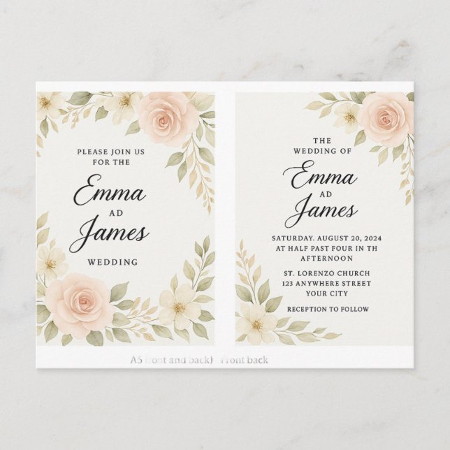 Convite para Casamento Elegante - Clássico e Etern (Frente)