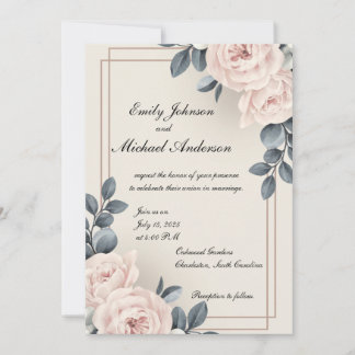 Convite Para Casamento Elegante Com Flores