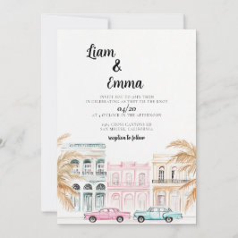 Convite para Casamento Elegante Cuba Havana
