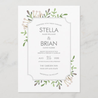 Convite para Casamento Elegante de Aquarela