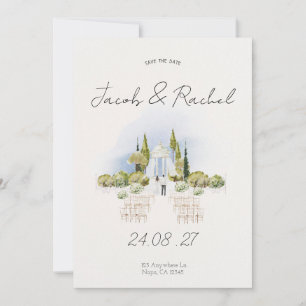 Convite para Casamento Elegante de Aquarela