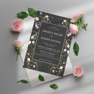 Convite para Casamento Elegante de Flor Selvagem N