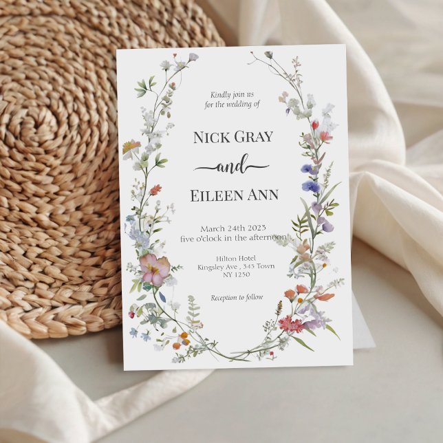 Convite para Casamento Elegante de Flores Selvagen (Elegant Wildflower Wedding Invitation)