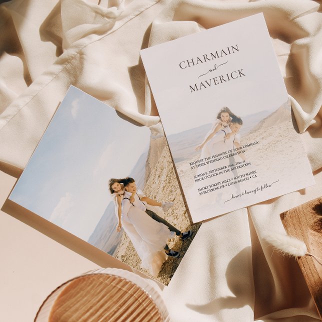 Convite para Casamento Elegante de Foto Moderna (Criador carregado)