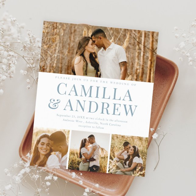 Convite para Casamento Elegante de Foto Moderno 4  (Modern Typography Budget Photo Wedding Invitations.)