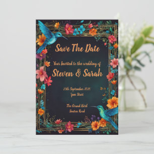 Convite para Casamento Elegante de Hummingbird e F