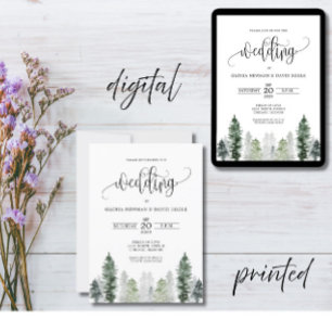 Convite para Casamento Elegante de inverno em Mont